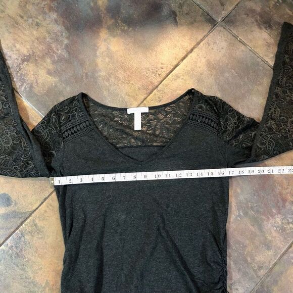 Ambiance Maternity Gray Long Sleeve Lace Sleeves Shoulders Back Size XL - Picture 8 of 11